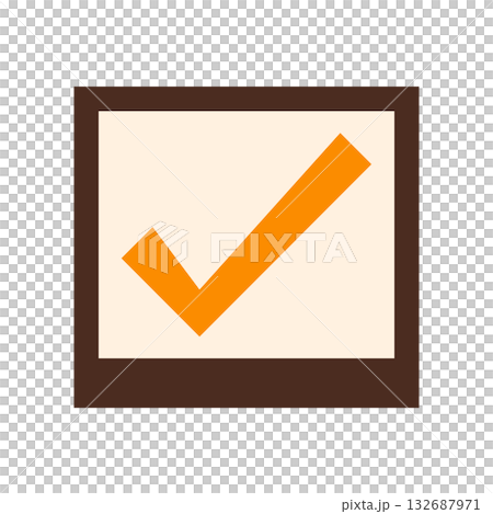 帶有橙色勾號的複選框圖標 132687971