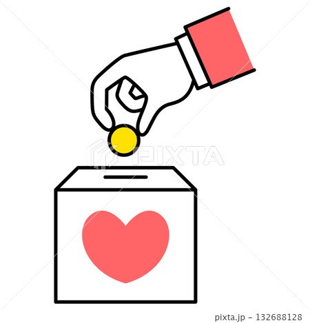 募金箱に募金する 132688128