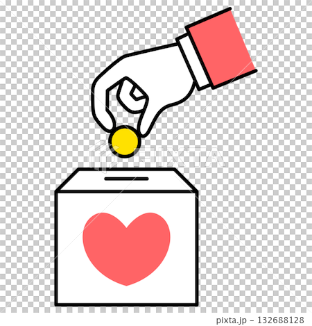 募金箱に募金する 132688128