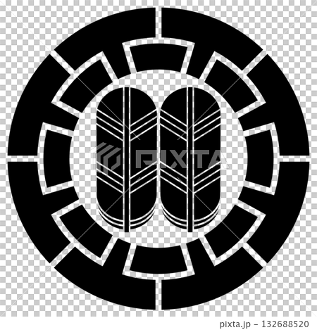 家紋です。大割源氏輪に並び鷹の羽と言います。 132688520