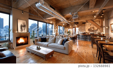 おしゃれなカフェのインテリア空間 132688981