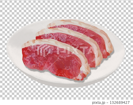鴨肉(切片)配盤子 鴨肉(切片)配盤子 132689427