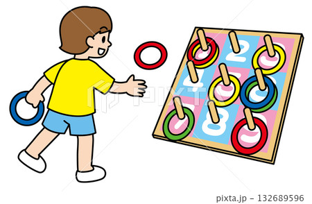 輪投げをする子供 輪投げをする子供 132689596