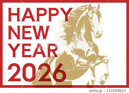 2026年 午年年賀状デザイン 132689623