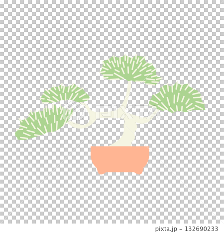 庫存圖解：一盆栽種在橘色花盆中的盆景向量圖 132690233