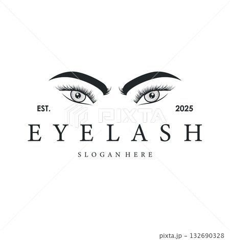 Eyelash logo design for women beauty with a simple and elegant concept, template design for women's salons and business brand Eyelash logo design for women beauty with a simple and elegant concept, template design for women's salons and business brand 132690328