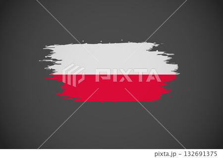 Poland Flag with Artistic Brushstroke Effect. Poland Flag with Artistic Brushstroke Effect. 132691375