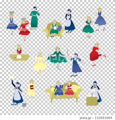 ドレスを着た少女のイラストセット 132691664