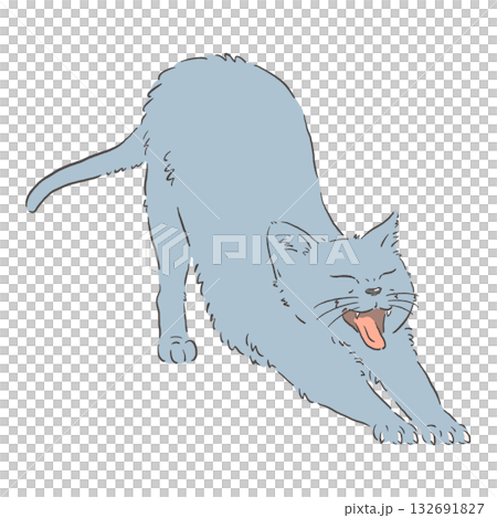 Illustration of a stretching cat (Russian Blue) Illustration of a stretching cat (Russian Blue) 132691827