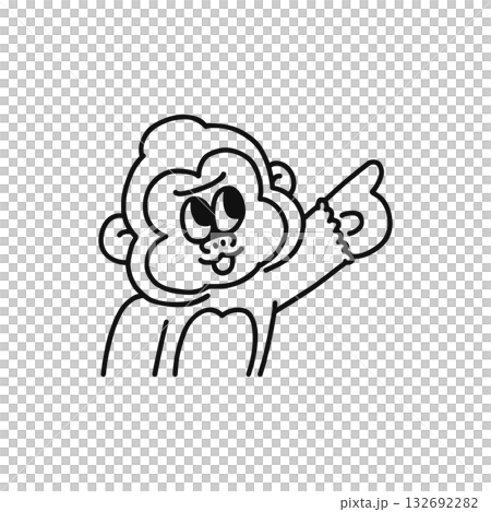 Gorilla pointing line drawing Gorilla pointing line drawing 132692282
