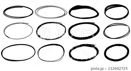 Hand drawn cartoon circle line vector illustration doodle sketch style for concept design. Hand drawn cartoon circle line vector illustration doodle sketch style for concept design. 132692725