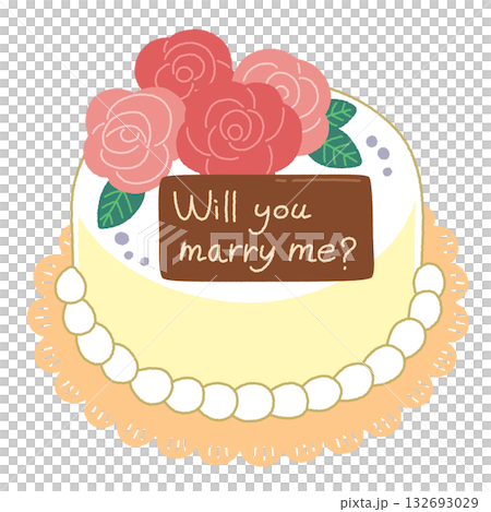 一張蛋糕插圖，上面寫著求婚訊息 132693029