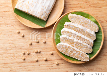 Tempeh made from fermented soybeans, Traditional Indonesian food, Healthy vegan Tempeh made from fermented soybeans, Traditional Indonesian food, Healthy vegan 132693117