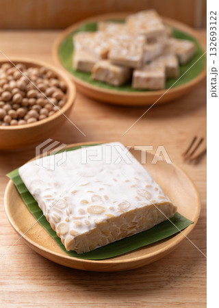 Tempeh made from fermented soybeans, Traditional Indonesian food, Healthy vegan Tempeh made from fermented soybeans, Traditional Indonesian food, Healthy vegan 132693122