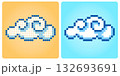 8 bit pixel, a clouds. Clouds for for game assets and beads pattern in vector illustrations. 132693691
