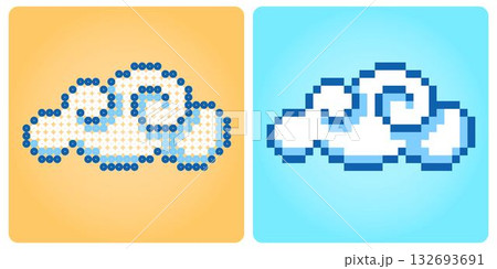 8 bit pixel, a clouds. Clouds for for game assets and beads pattern in vector illustrations. 8 bit pixel, a clouds. Clouds for for game assets and beads pattern in vector illustrations. 132693691