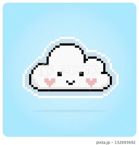 8 bit pixel, a clouds. Clouds Kawaii for for game assets in vector illustrations. 8 bit pixel, a clouds. Clouds Kawaii for for game assets in vector illustrations. 132693692