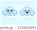 8 bit pixel, a clouds. Clouds Kawaii for for game assets in vector illustrations. 132693693
