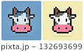 8 bit pixel head of a cow. Animals for game assets in vector illustrations. Beads Pattern of a Cow 132693699