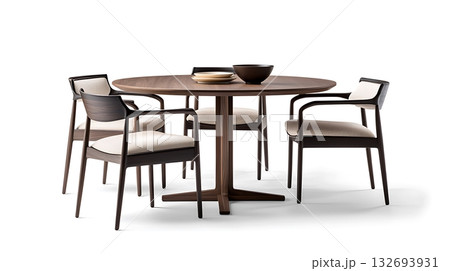 A wooden table with four chairs around it 132693931