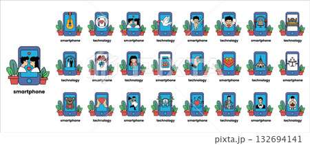 A series of images of people using smartphones 132694141