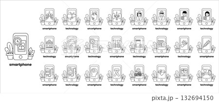 A series of images with the word "smartphone" in the top left corner 132694150