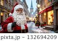 サンタクロースとクリスマスの街並 132694209