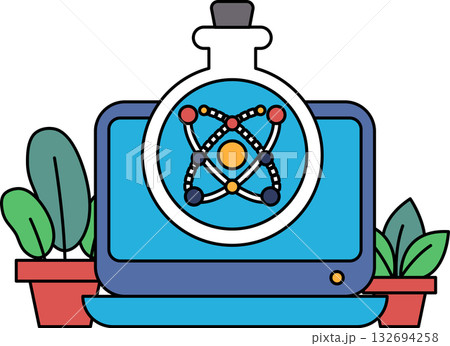 A computer monitor with a blue background A computer monitor with a blue background 132694258