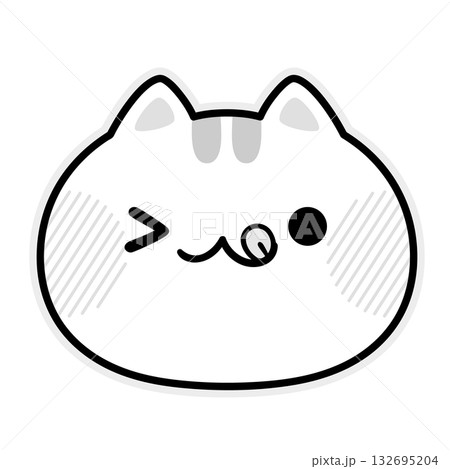 舌を出した猫(白黒) 舌を出した猫(白黒) 132695204