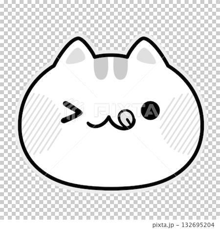 舌を出した猫(白黒) 舌を出した猫(白黒) 132695204