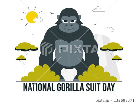 National Gorilla Suit Day Vector Illustration on January 31 Featuring a Gorilla Dressed in a Suit in a Flat Cartoon Style Background 132695371