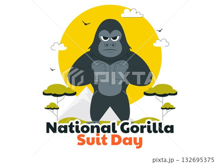 National Gorilla Suit Day Vector Illustration on January 31 Featuring a Gorilla Dressed in a Suit in a Flat Cartoon Style Background 132695375