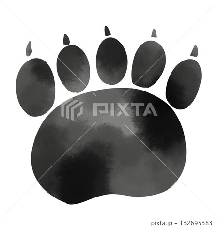 水彩風　熊の足跡シンプルイラスト 132695383