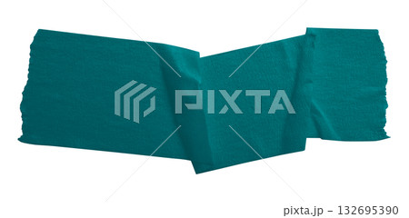 green crumpled torn tape isolated on transparent background. 132695390