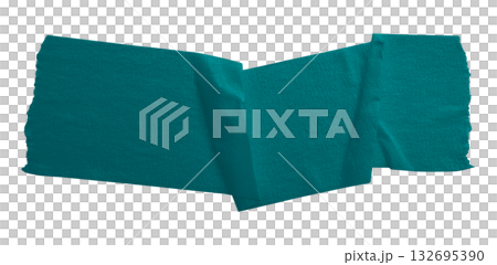 green crumpled torn tape isolated on transparent background. 132695390