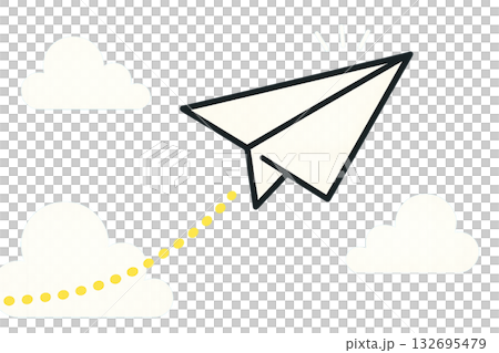 Paper airplane flying in the sky 132695479