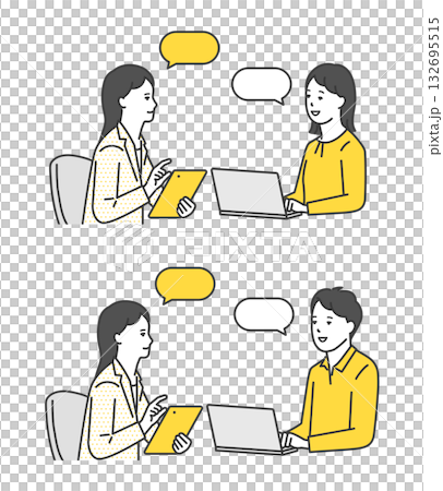 打ち合わせをするビジネスパーソンのシンプルイメージ イラスト素材 打ち合わせをするビジネスパーソンのシンプルイメージ イラスト素材 132695515