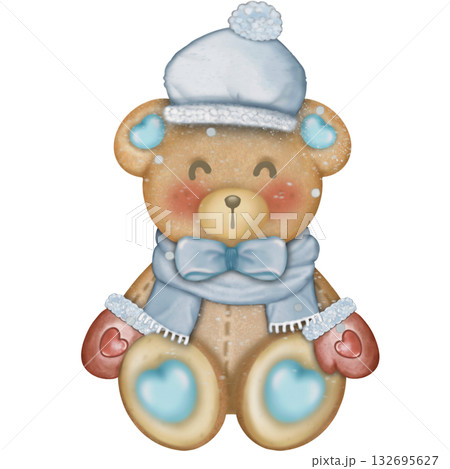 Winter holidays cozy decorations  illustration set.  holiday elements cute hand drawn decorations. 132695627