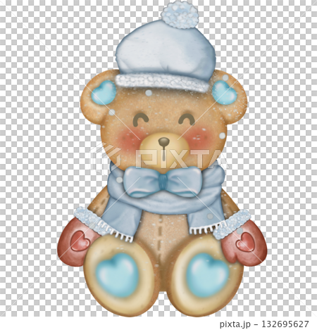 Winter holidays cozy decorations  illustration set.  holiday elements cute hand drawn decorations. 132695627