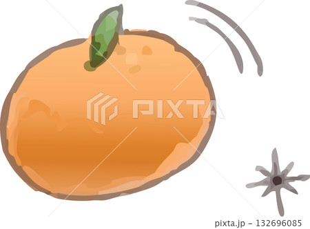 かわいい手描きの水彩タッチの みかん/オレンジ/果物/フルーツ かわいい手描きの水彩タッチの みかん/オレンジ/果物/フルーツ 132696085