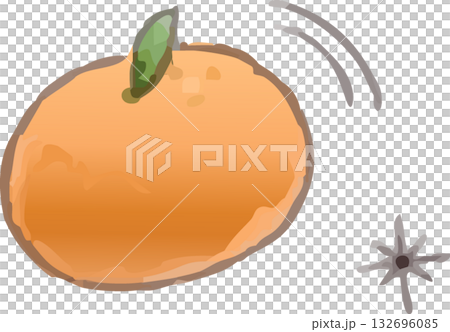 かわいい手描きの水彩タッチの みかん/オレンジ/果物/フルーツ かわいい手描きの水彩タッチの みかん/オレンジ/果物/フルーツ 132696085