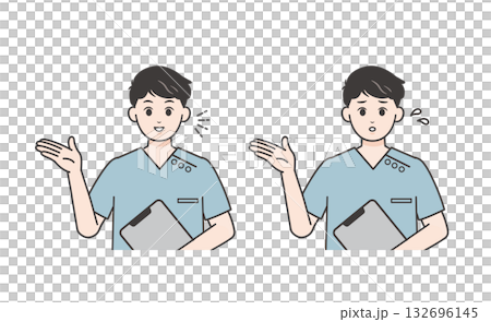 一組男護士指導的插圖 一組男護士指導的插圖 132696145