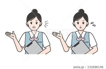 案内する女性事務員のイラストセット 132696146