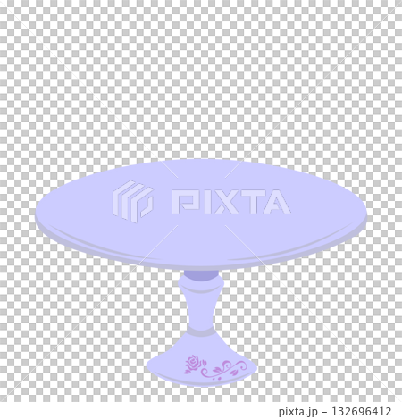Illustration of a simple round table decorated with roses Illustration of a simple round table decorated with roses 132696412