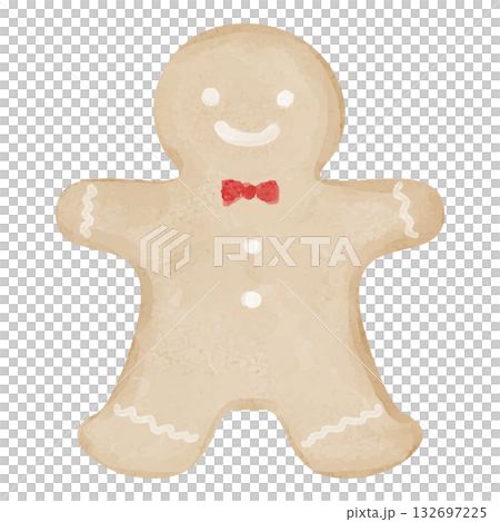 Cute hand-drawn gingerbread man cookie 132697225