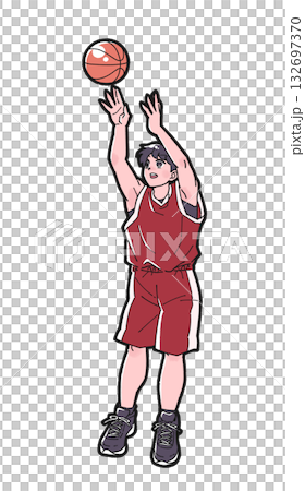 Illustration of a boy shooting a basketball 132697370