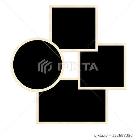 Template collage with four retro frame photos. Moodboard pictures album grid for scrapbooking. Vintage style mood board layout. Isolated on white background. Copy space for your text and photo 132697386