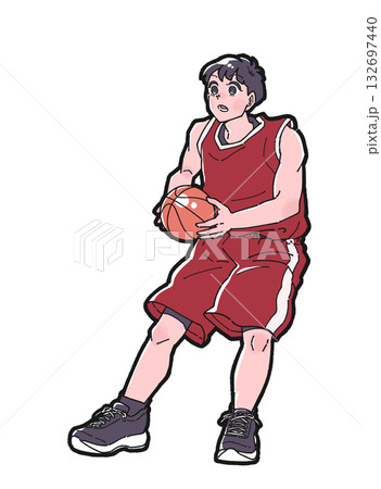 バスケットボールをする男の子のイラスト バスケットボールをする男の子のイラスト 132697440
