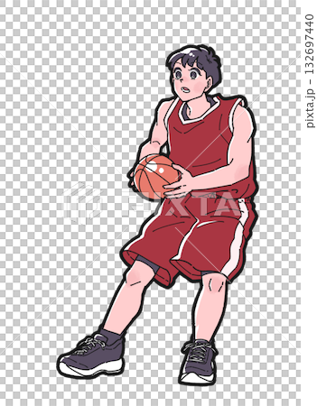 バスケットボールをする男の子のイラスト バスケットボールをする男の子のイラスト 132697440