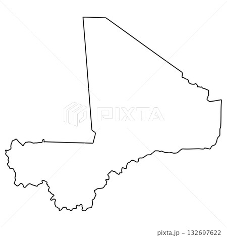 Outline Map of Mali Country Border, Mali map silhouette for geography, education 132697622